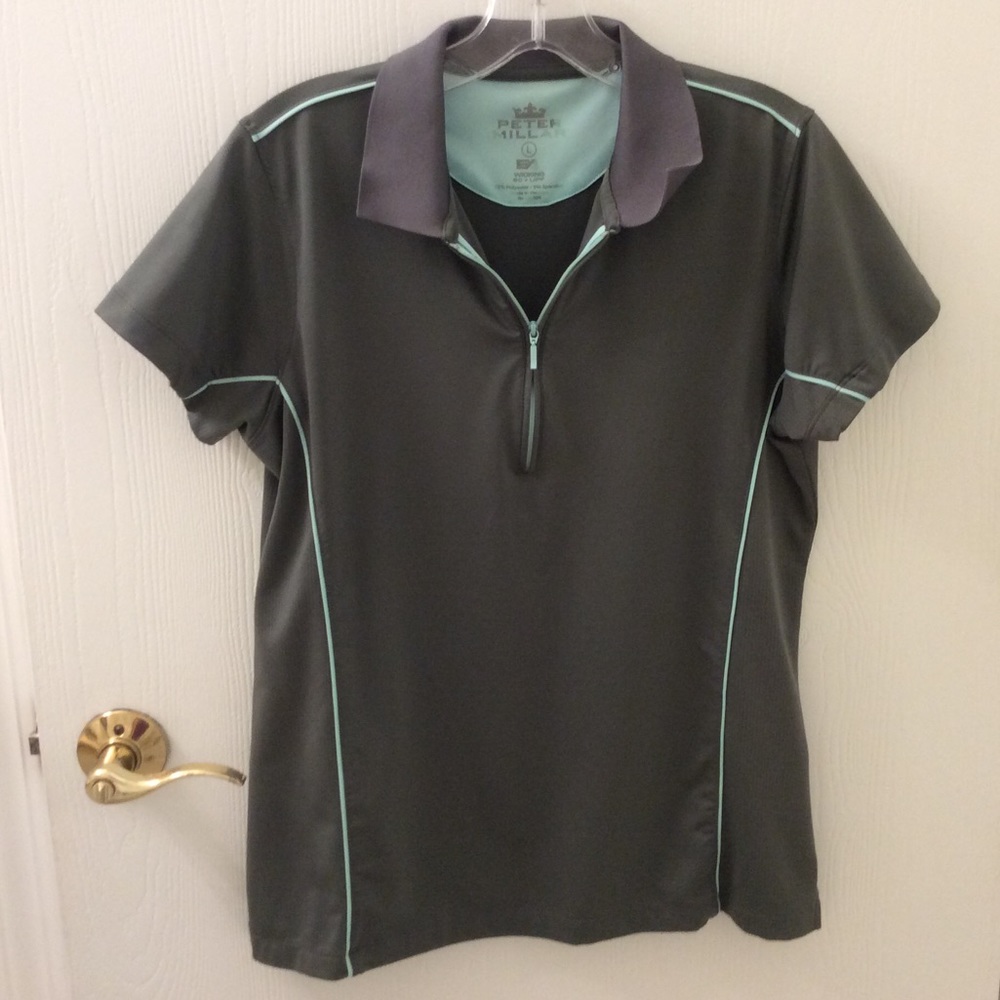Peter Millar 1/4 Zip  Short Sleeve Wicking Polo